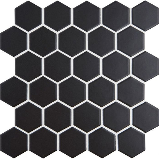 Black Large Honeycomb Floor Mosaic