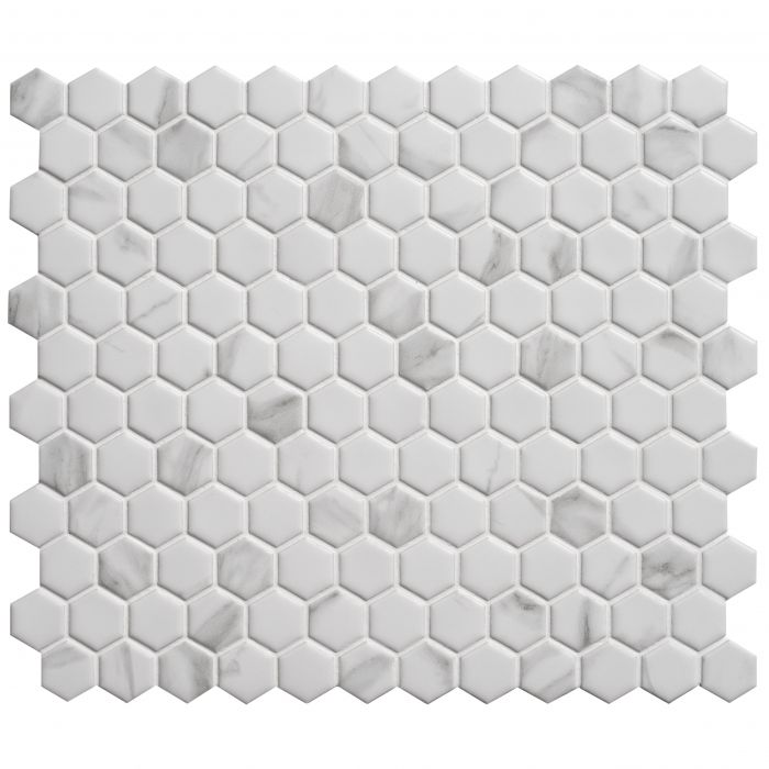 Load image into Gallery viewer, Hexagon Matt Carrara White
