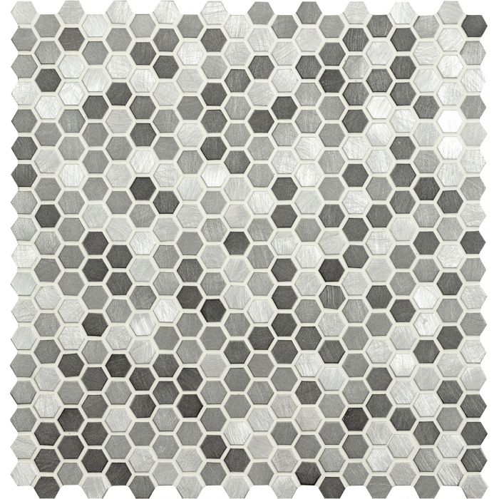 Load image into Gallery viewer, Anthe Grey Mix Micro Aluminium Hexagon Mosaic
