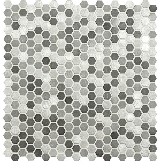 Anthe Grey Mix Micro Aluminium Hexagon Mosaic
