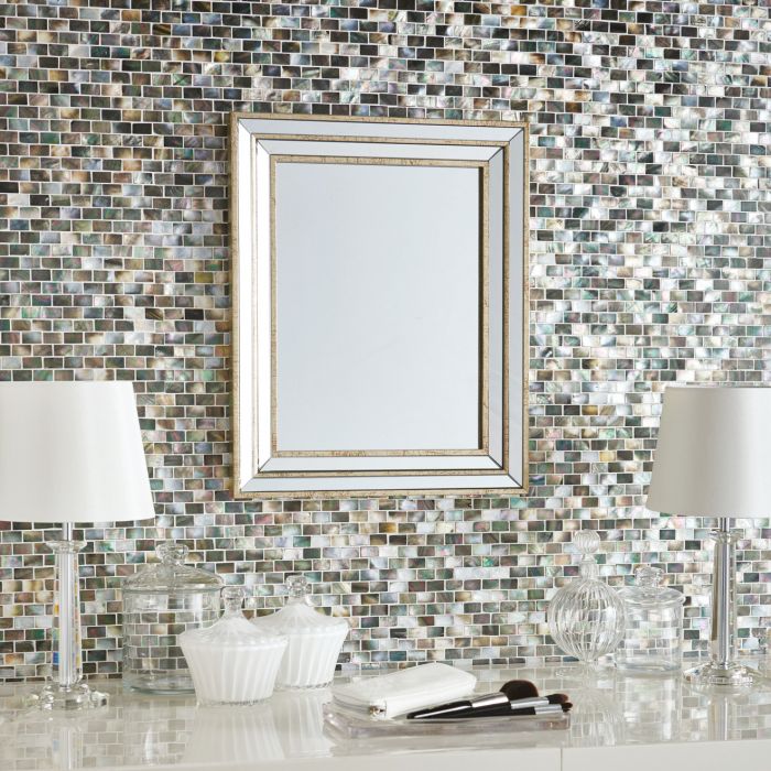 Load image into Gallery viewer, Mother of Pearl (Dark) Brickbond Shell Mosaic

